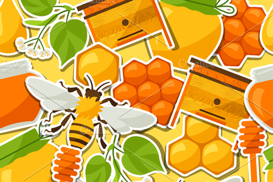 Patterns with honey stickers. in Patterns - product preview 8