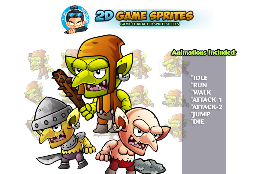 Goblins 2D Game Sprites Set in Illustrations - product preview 8