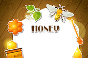 Backgrounds with honey stickers.