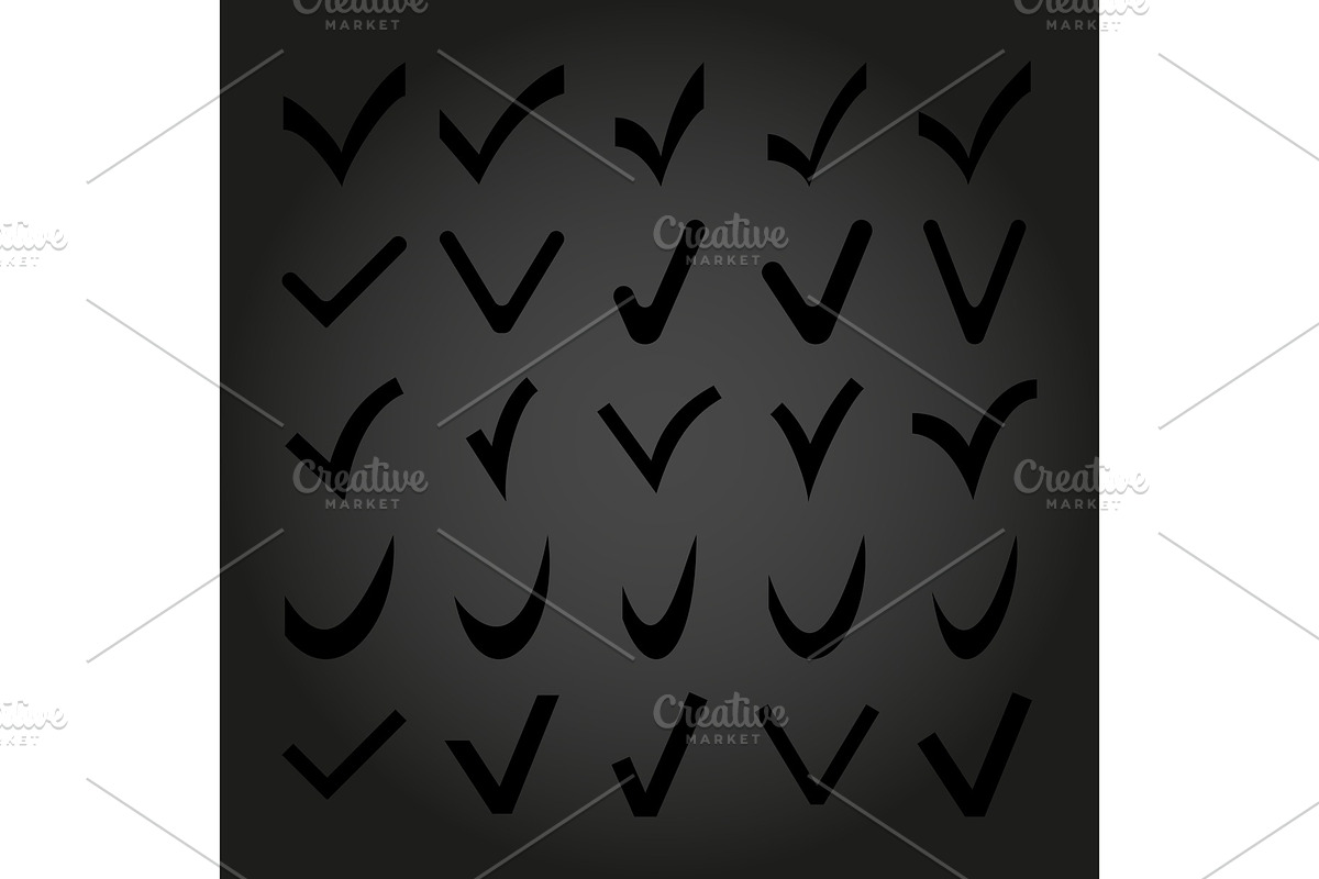 Set of 25 Different Vector Check Marks in Illustrations - product preview 8