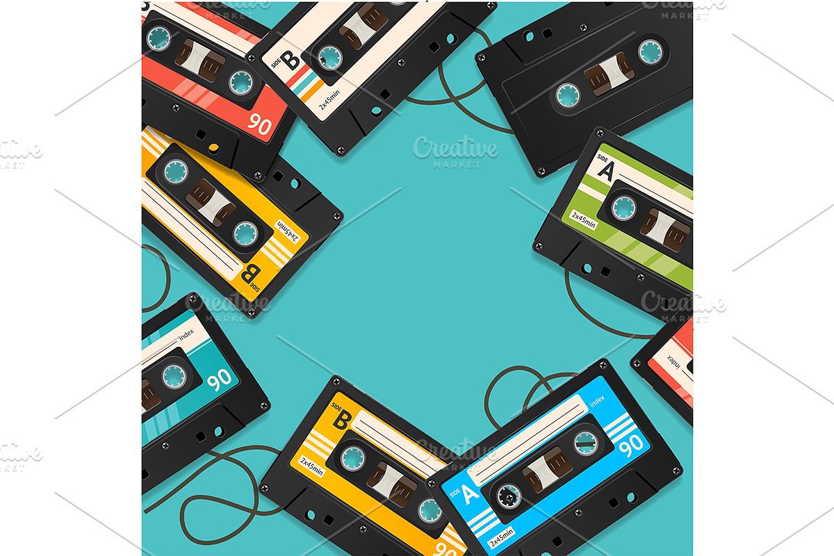 Cassette Tape Background Card in Illustrations - product preview 8