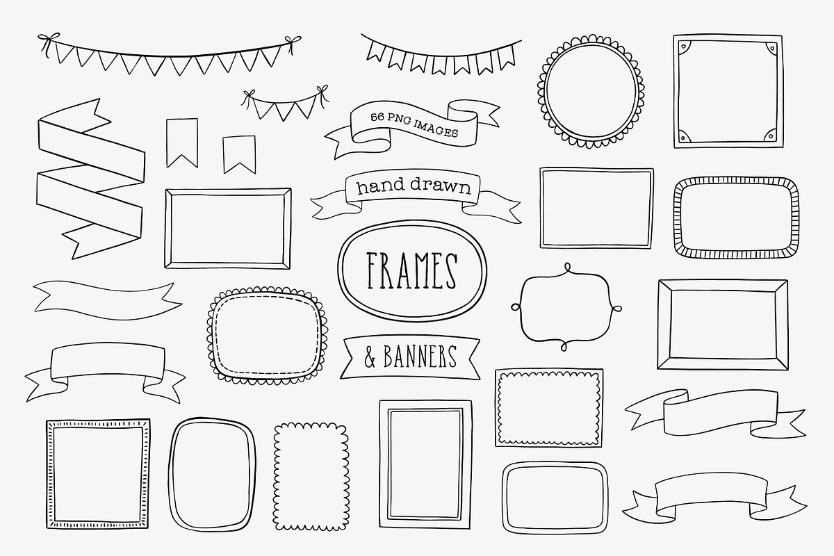 Hand Drawn Frames, Banners & Ribbons in Illustrations - product preview 8