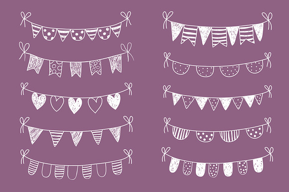 Chalkboard bunting clipart doodle  in Illustrations - product preview 2