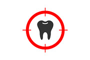 Aim on tooth glyph icon