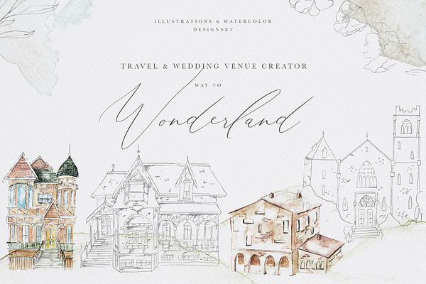 Wedding Venue &Travel Watercolor Set