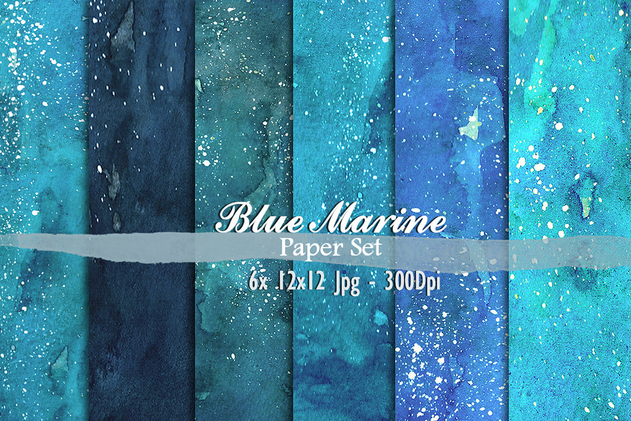 Blue Marine watercolor paper in Patterns - product preview 8