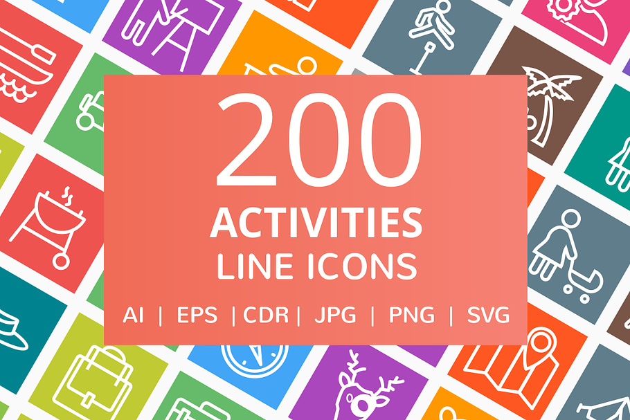 200 Activities Line Icons