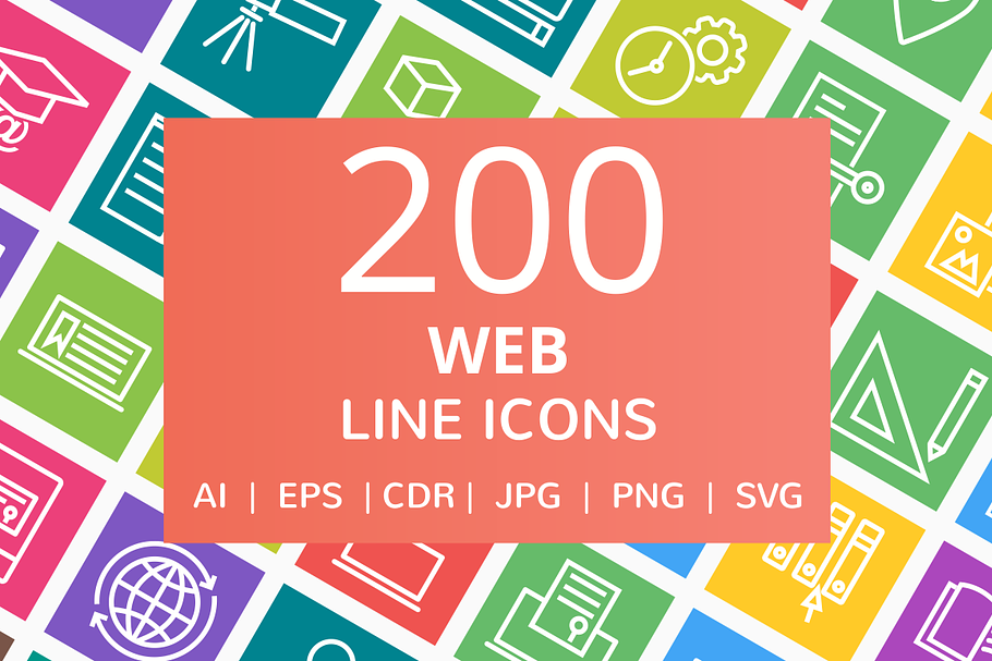 200 Web Line Multicolor B/G Icons