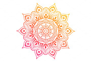 Mandala Vector Design Element. Round ornament decoration. Colorful flower pattern. Stylized floral motif. Complex flourish weave medallion. Tattoo print