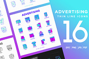 Advertising | 16 Thin Line Icons Set