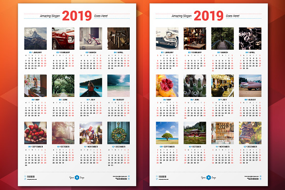 Calendar Poster 2019 in Stationery Templates - product preview 2