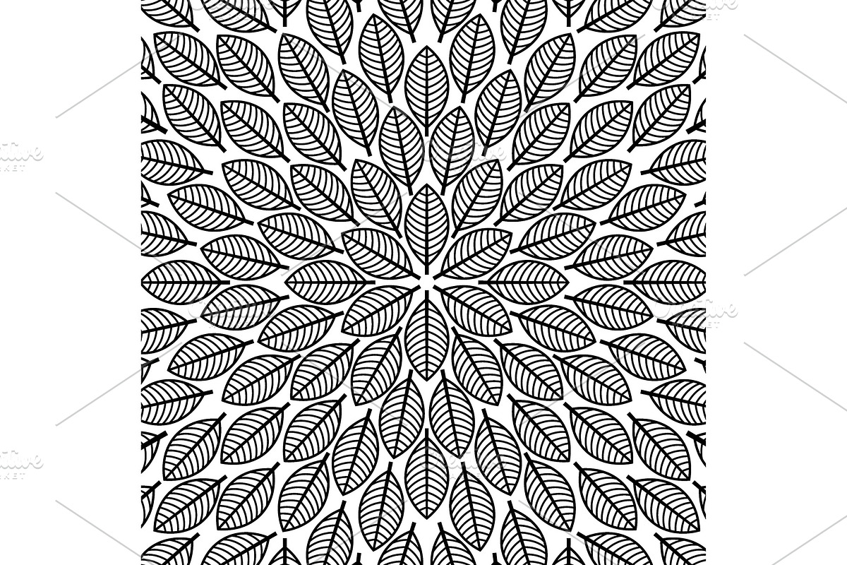 Vector round pattern with leaves. Floral pattern. in Illustrations - product preview 8