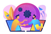 Online conference and business concept vector illustration.