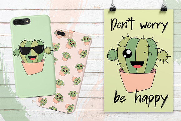 Cactus cute emoji set in Kawaii Emoticons - product preview 3