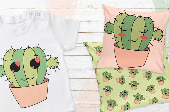 Cactus cute emoji set in Kawaii Emoticons - product preview 4