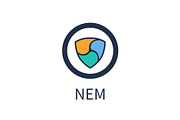 Nem Cryptocurrency Icon, Title Vector Illustration