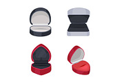 Various Ring Boxes Flat Vector Icons Set
