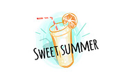 Summer Time Background with Fresh Drink Vector