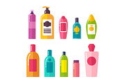 Sprays and Shampoos Poster Set Vector Illustration