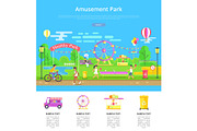 Amusement Park Poster and Text Vector Illustration
