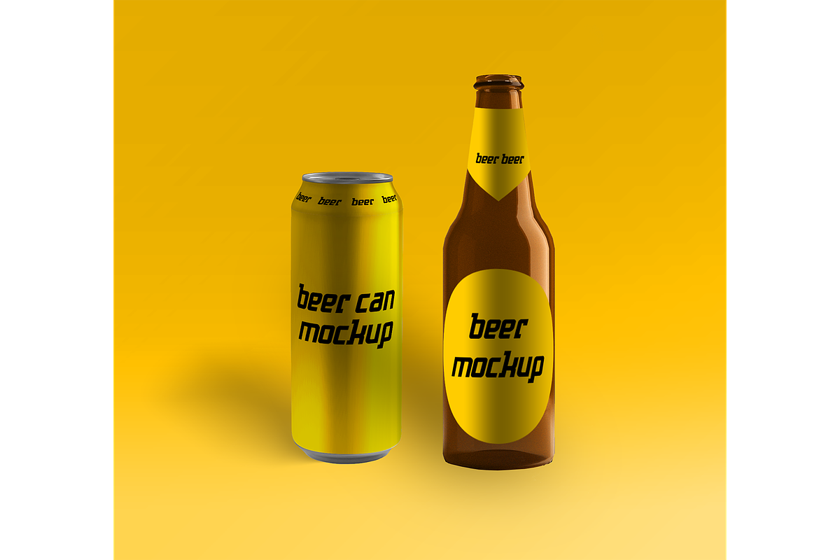 Beer bottle and beer can mockup in Product Mockups - product preview 8