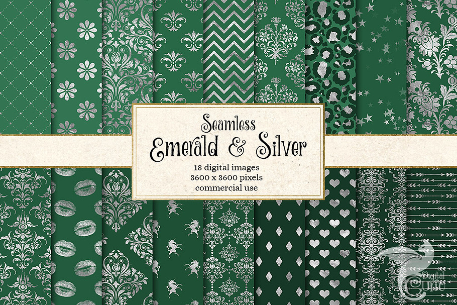 Emerald and Silver Digital Paper