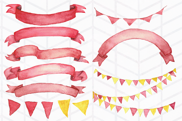 16 Watercolor Banners and Banderitas in Illustrations - product preview 2