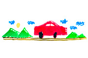Car on the Road Kid Drawing