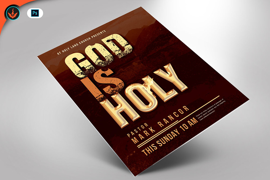 God is Holy Church Flyer Template in Flyer Templates - product preview 8