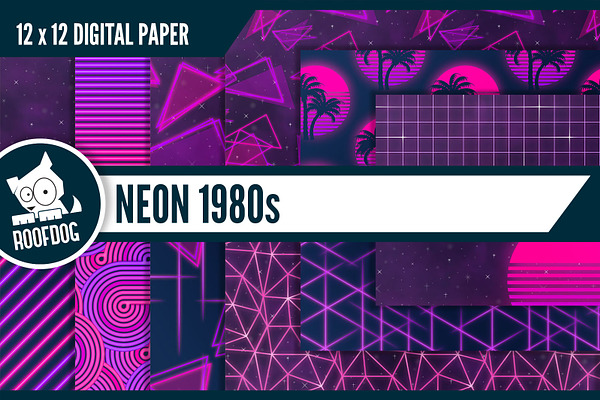 1980s Neon retro wave pink + purple