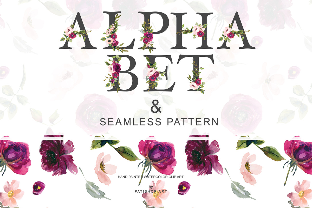 Burgundy Blush Alphabet & Pattern in Illustrations - product preview 8
