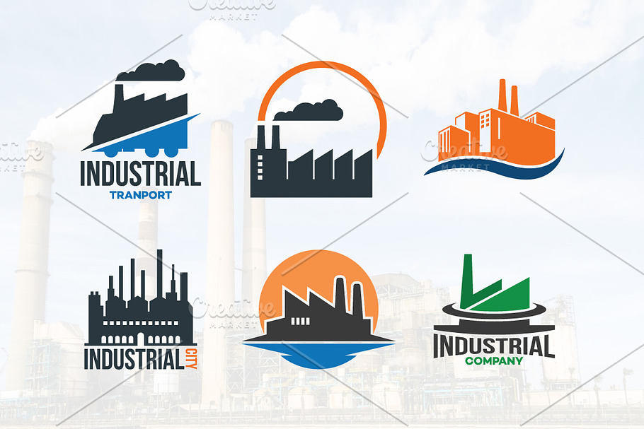 6 Factory Industrial Company Logo in Logo Templates - product preview 8