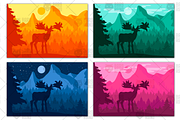 Deer in night mountain forest