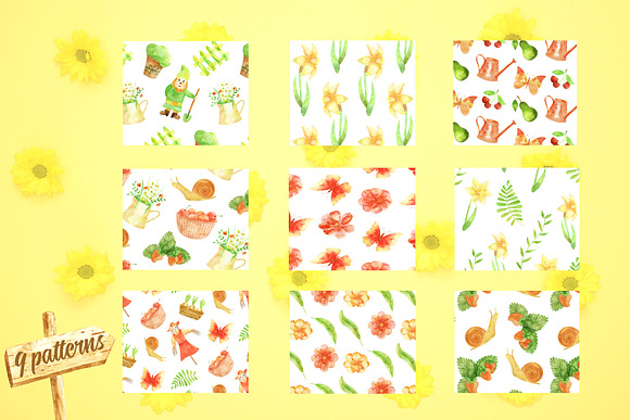 Lovely garden. Watercolor set. in Illustrations - product preview 2