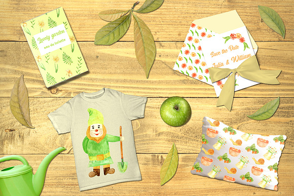 Lovely garden. Watercolor set. in Illustrations - product preview 4