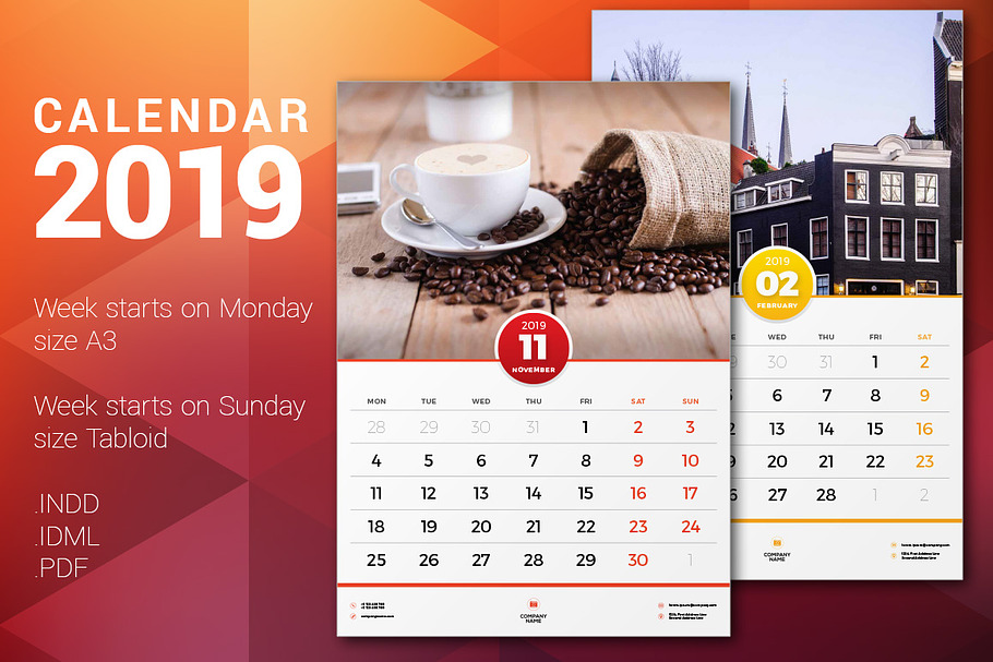 Wall Calendar 2019 in Stationery Templates - product preview 8