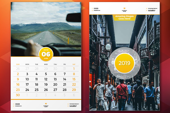 Wall Calendar 2019 in Stationery Templates - product preview 2