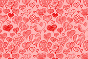 Red cute doodle hand-drawn hearts