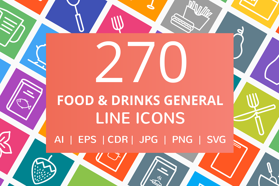 270 Food & Drinks General Line Icons