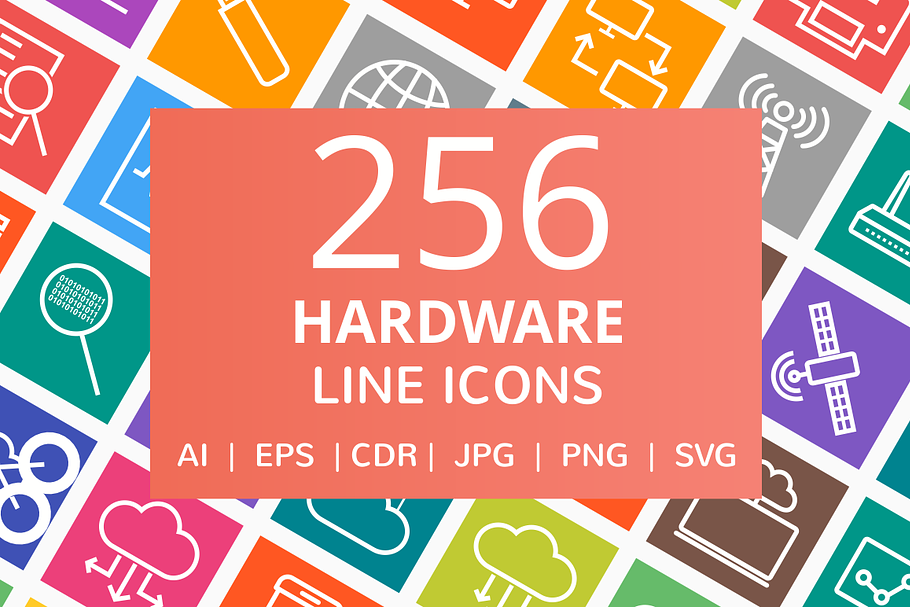 256 Hardware Line Multicolor Icons