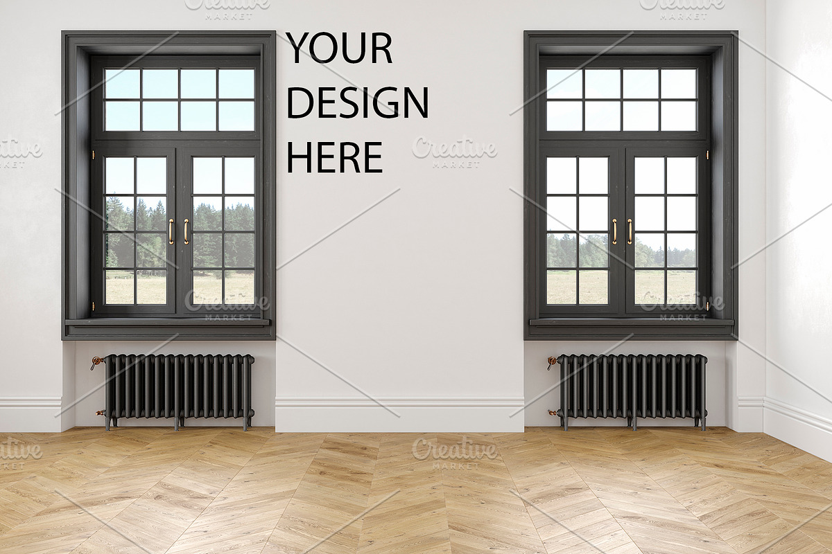 Classic empty room Interior mockup in Product Mockups - product preview 8