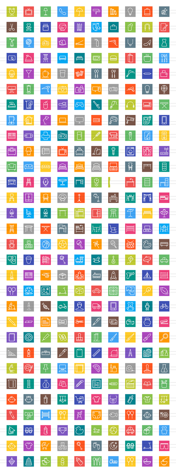 300 Objects Line Multicolor Icons in Graphics - product preview 1