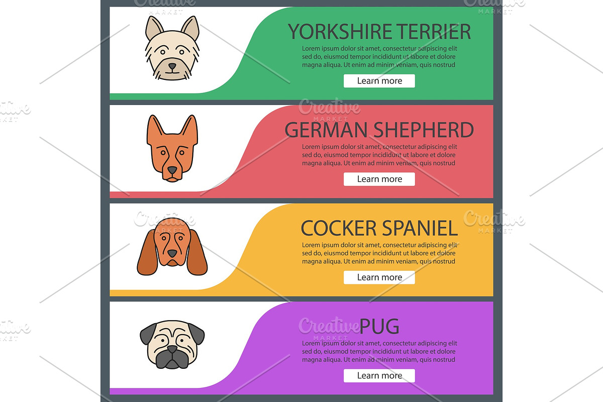 Dogs breeds web banner templates set in Product Mockups - product preview 8