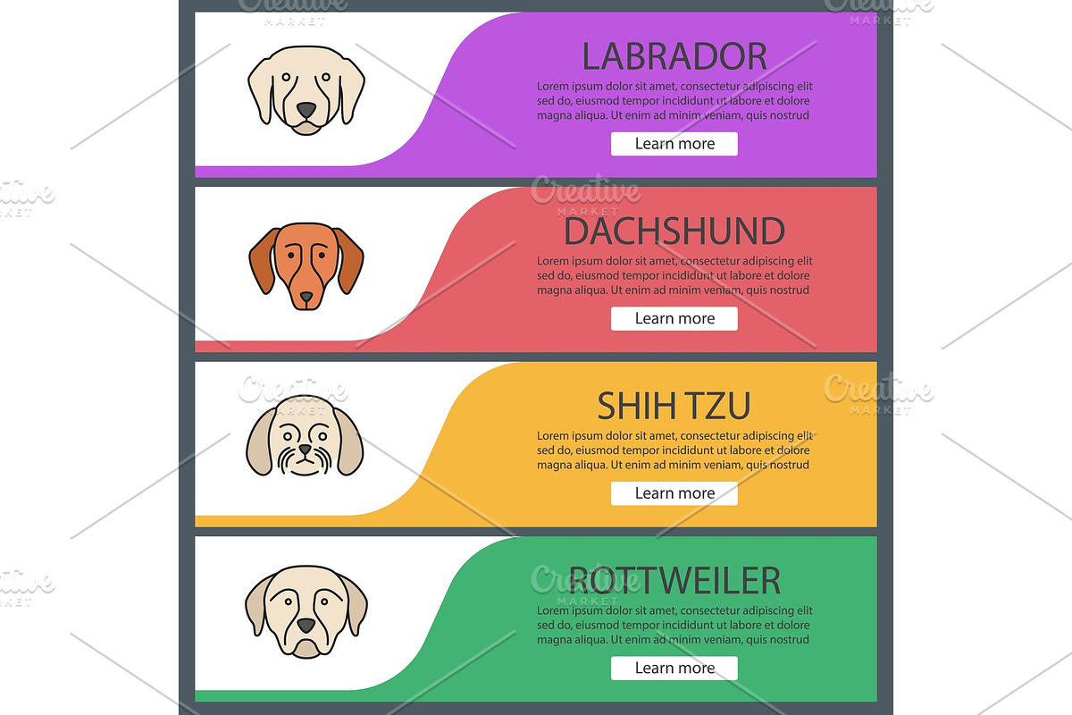 Dogs breeds web banner templates set in Product Mockups - product preview 8