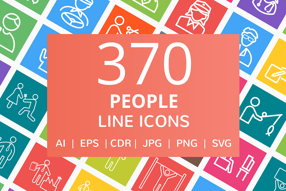 370 People Line Multicolor Icons