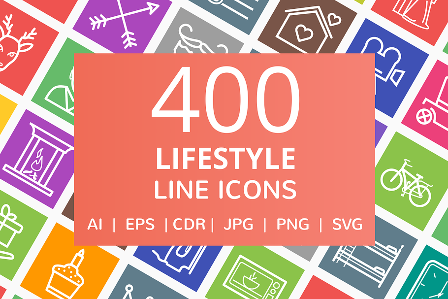 400 Lifestyle Line Multicolor Icons in Graphics - product preview 8