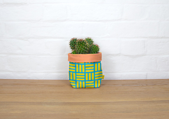 Fabric planter mockup with cactus in Product Mockups - product preview 1