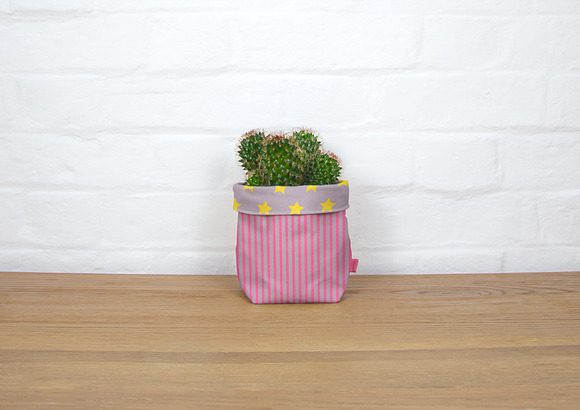 Fabric planter mockup with cactus in Product Mockups - product preview 5