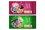 Cinema flyers with gift coupon. Gold