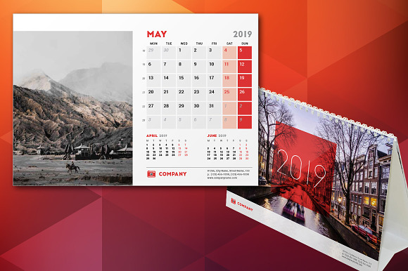 Desk Calendar 2019 in Stationery Templates - product preview 1